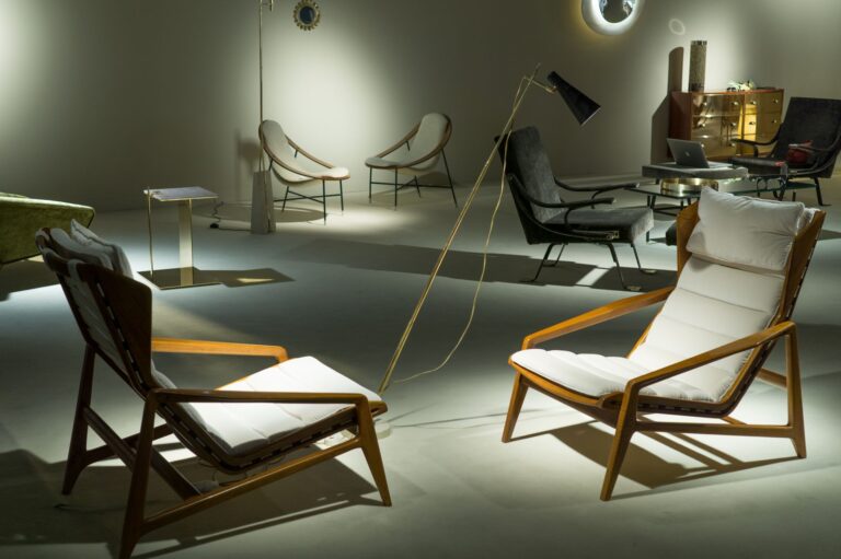 Stylish interior featuring modern chairs and f